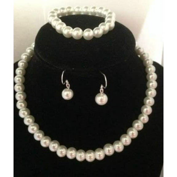 Gifts by RD Single Strand Ivory Cream Necklace Set, Faux Pearl, 17 in