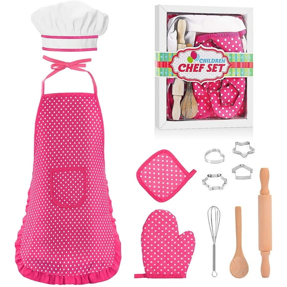 Gifts for 2-8 Year Old Girls Boys,Chef Costume Set Kids Apron for Girls Toddler Birthday Xmas Gifts for Kids Stocking Stuffer