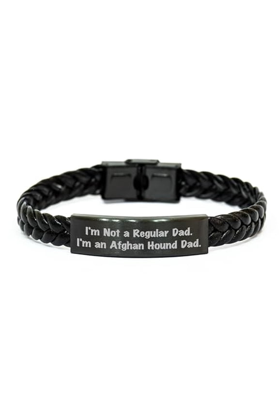 Gifts for Afghan Hound Dad, Funny Afghan Hound Dog Braided Leather Bracelet for Father's Day Unique Gifts, Afghan Hound Lover Gifts from Son Daughter