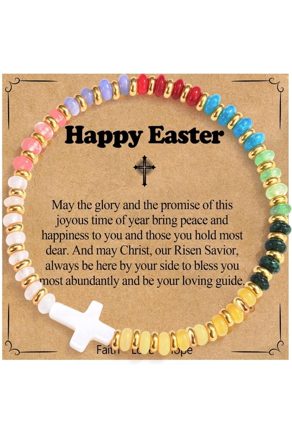 Gifts for Baptism First Communion Easter- Cross Bracelet Christening Decorations Jewelry Gift for Goddaughter Daughter Granddaughter