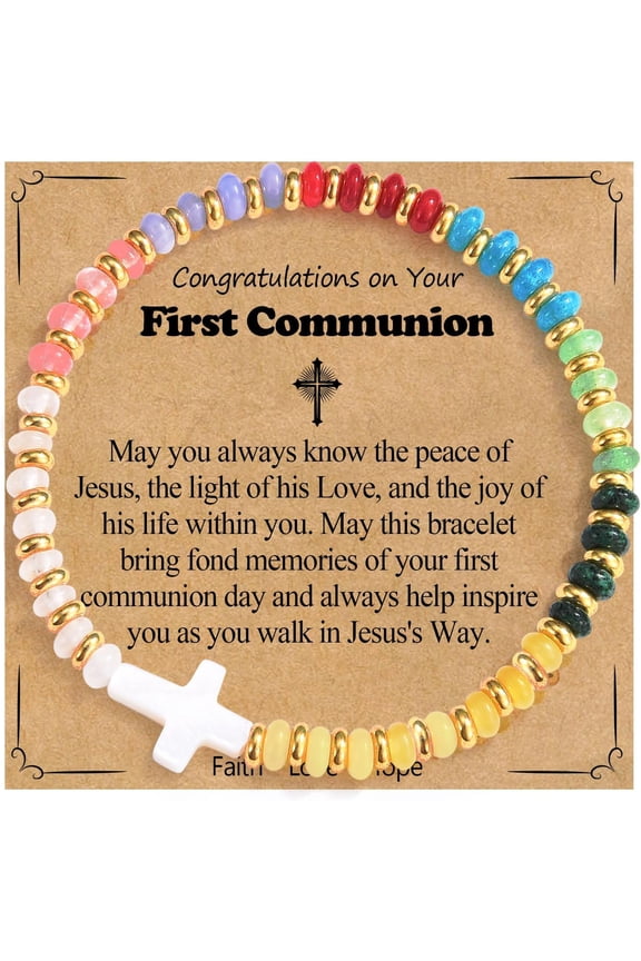 Gifts for Baptism First Communion Easter- Cross Bracelet Christening Decorations Jewelry Gift for Goddaughter Daughter Granddaughter