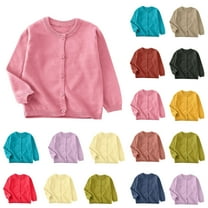 Gifts for Boys Horkkom Toddler Cardigan Girls Kids Crewneck Button Long Sleeve Sweaters School Uniform Knit Tops Outwear 4-5 Years