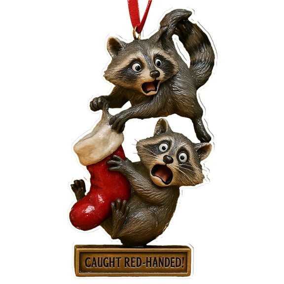 Gifts for Christmas Raccoon Christmas Ornament Wooden Printed, Raccoon Gifts for Women, Men, Christmas Decorations