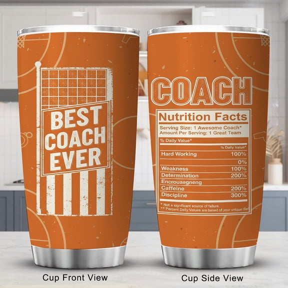 Gifts for Coaches 20oz Stainless Steel Cup, Best Coach Ever Travel Coffee Tumbler