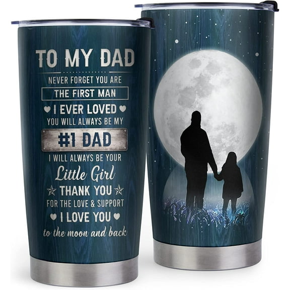 Gifts for Dad - Dad Gifts from Daughter - Dad Birthday Gift, Christmas Gifts for Dad - 20oz Moon Dad Stainless Steel Tumbler