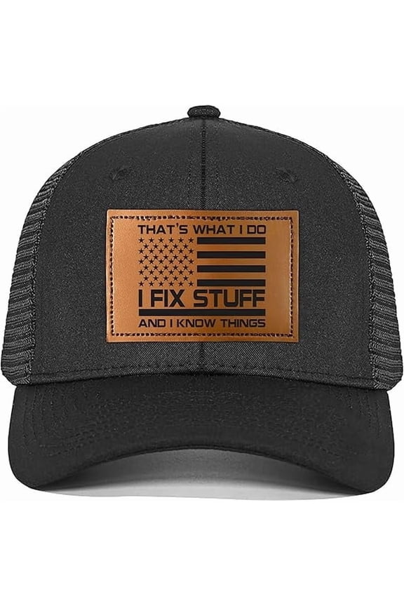 Gifts for Dad, Men,Him, Husband, Grandpa - Dad Gifts for Christmas Hat - Ideas Birthday 40th 50th 60th 70th 80th - I Fix Stuff Trucker Hat Black