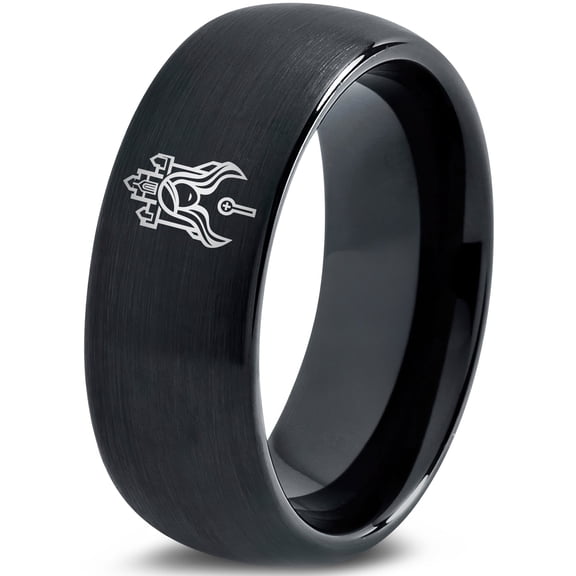 Black Wedding Band Men Gamer Valentines Day Tungsten Ring 40th Birthday Gray Mr and Mrs