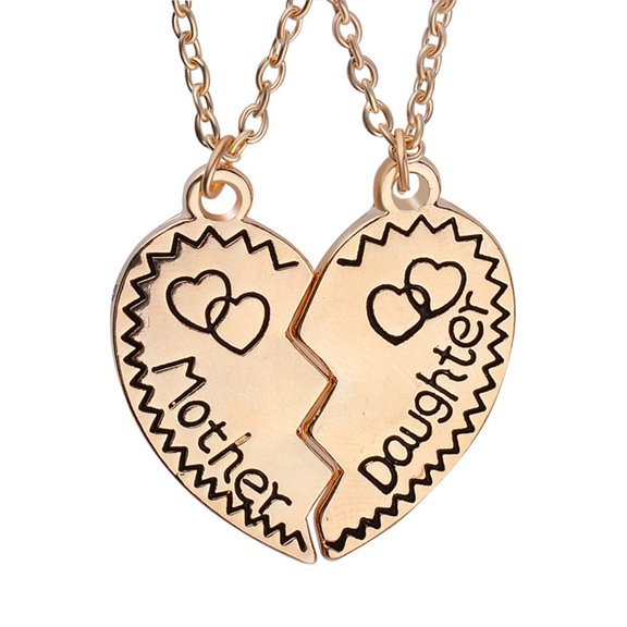 Gifts for Daughter Mom 2pcs Mother Daughter Split Broken Heart Pendant Necklace Set Family Mom Daughter Gifts from Mother Daughter Gold