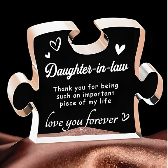 Gifts for Daughter in Law - Engraved Acrylic Block Puzzle, Daughter in Law Gifts for Wedding, Christmas, Birthday, Mothers Day Decorations