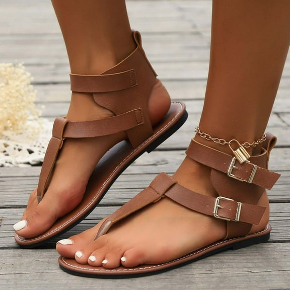 Gifts for Family Clear Sandals for Women, Women's Fashion Casual Comfortable Belt Buckle Spring And Summer New Breathable Low Heel Sandals
