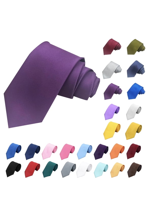 Gifts for Family Mens Fashion Business Tie 8cm Dress Shirt Solid Polyester Hand Tie Purple