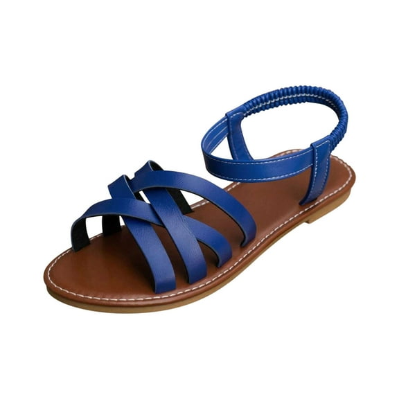 Sandals for Women 2026 Women's Large Size Retro Flat-bottomed Sandals Sandals With Elastic Feet