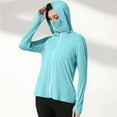 thumbnail image 1 of Women UV Tops Sun Protection Ladies Solid Long Sleeve Hooded Thumb Buckle Sun Protection Clothing, 1 of 8