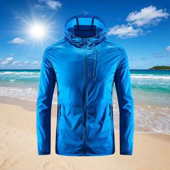 Men's Sun Protection Clothing Summer Thin Style Outdoor Pockets Fitted Hooded Fishing Clothing Coat