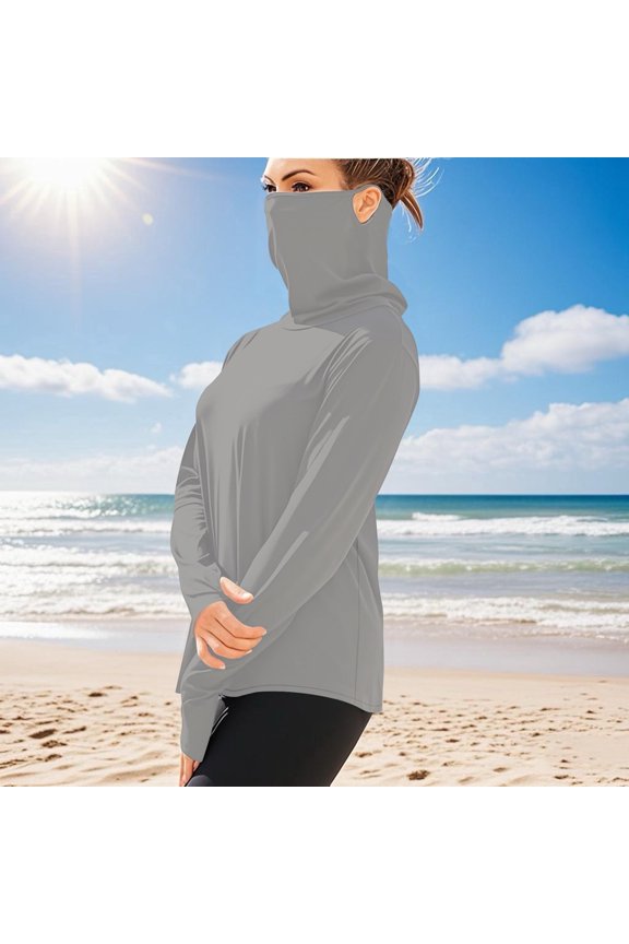Gifts for Family UNISEX Summer Casual Solid Color Long Sleeved Ice Silk Sunscreen Cool Sun Protection Lightweight Tops