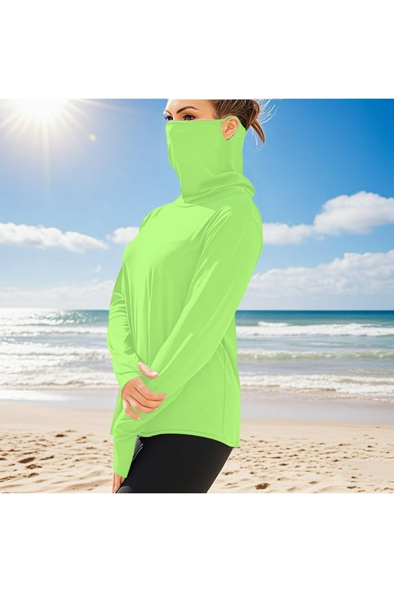 Gifts for Family UNISEX Summer Casual Solid Color Long Sleeved Ice Silk Sunscreen Cool Sun Protection Lightweight Tops