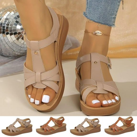 Gifts for Family Women's Sandals Fashion Women Solid Casual Beach Summer Slippers Plus Size Slope And Heel Shoes Sandanls