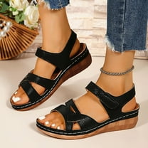 Womens Sandals Comfortable Fashion Casual Summer New Hollow Wedge Heel Beach Thick-Soled Sandals