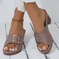 thumbnail image 1 of Sandals for Women Plus-size Foreign Trade Thick Heel Belt Buckle Round Toe High Heels Flip-flops, 1 of 5
