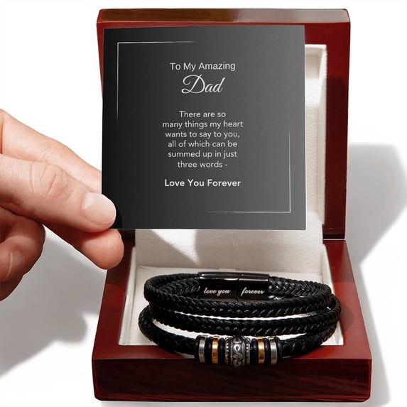 Gifts for Fathers Awesome Presents for Dad Engraved Leather Bracelet Love You Forever Bead Bracelet