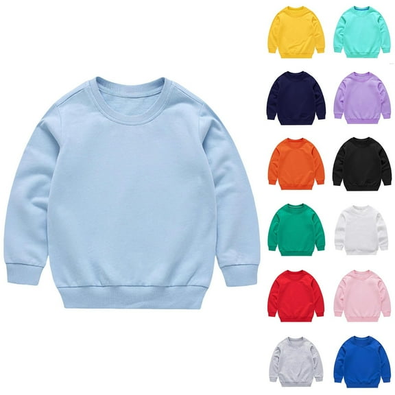 Gifts for Girls Horkkom Toddler Sweatshirt Kids Girl Boys Crewneck Long Sleeve Sweatshirts Fall Solid Color Outwear 2 Years