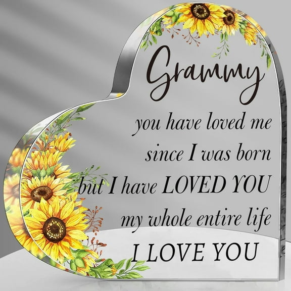 Gifts for Grammy, Acrylic Heart Sign Presents, Birthday Mothers Day Christmas Valentines Day Gifts for Grammy Grandma, Grandmother from Grandchildren