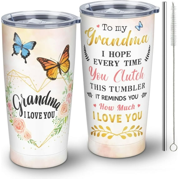 Gifts for Grandma, Christmas Grandma Gifts, Xmas Grandma Gifts from Grandchildren, Grandma Birthday Gifts Tumbler with Lid and Straw 20oz 1pc