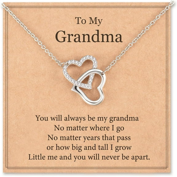 Gifts for Grandma Necklace Interlocking Heart Necklace Birthday Gifts for Grandma from Granddaughter