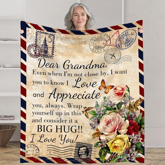 Gifts for Grandma from Grandkids, 50x60 Inch Throw Blanket for Nana Grammy, Birthday Gift for Grandma, Cozy Fleece Blanket for Granny Gigi
