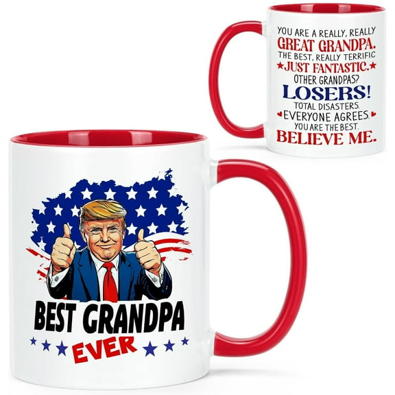 Gifts for Grandpa - Best Grandpa Ever Mugs, Fathers Day Gifts for Grandpa, Birthday Gifts, Grandpa Gifts, Futtumy Red 11 fl oz Coffee Mugs Ceramic Mug Tea Cup