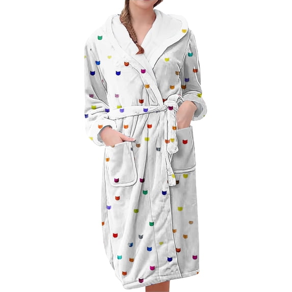 Gifts for Her Cotton Robes for Women Fleece Women's Nightgowns & Sleepshirts Oversize Length Women's Sleepwear House Womens Robe Dark Blue