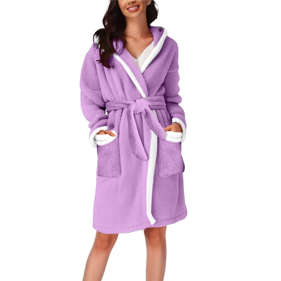 Gifts for Her Cotton Robes for Women Fuzzy Women's Nightgowns & Sleepshirts Oversize Cute Women's Sleepwear House Womens Robe Purple