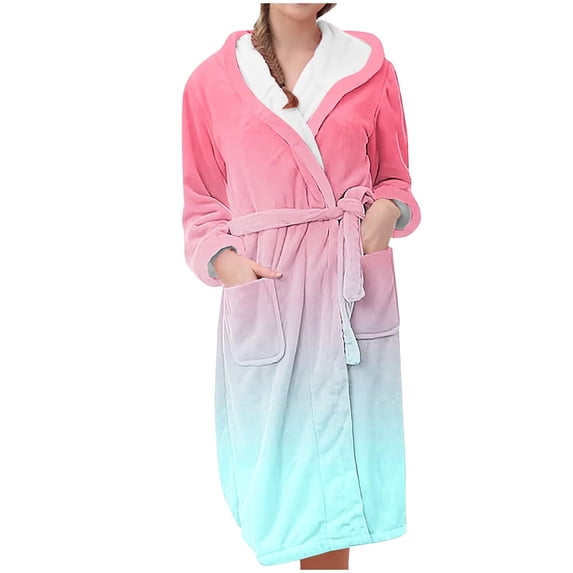 Gifts for Her Robes for Women Fuzzy House Coat Oversized Soft Women's Sleepwear Spa Womens Bathrobe Pink