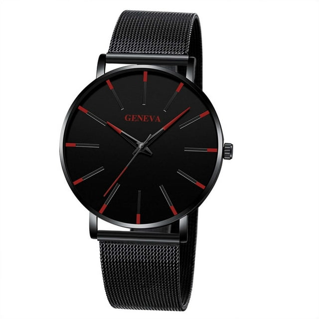 Gifts for Him Feledorashia Watch for Men Valentine's Day Gifts Men's Quartz Pin Buckle Watch With Mesh Strap Color Pointer Colorful Scale Clearance