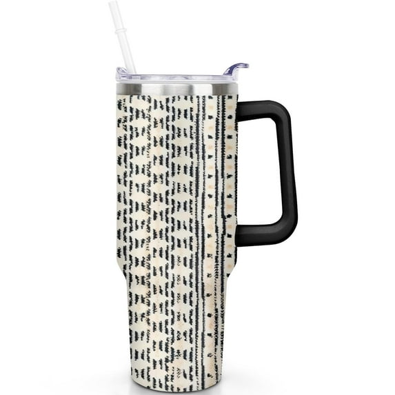 Gifts for Him/Her: 40oz Bohemia Tumbler Handle Flip Straw Lid Boho Tumblers Vacuum Insulated Leak Proof