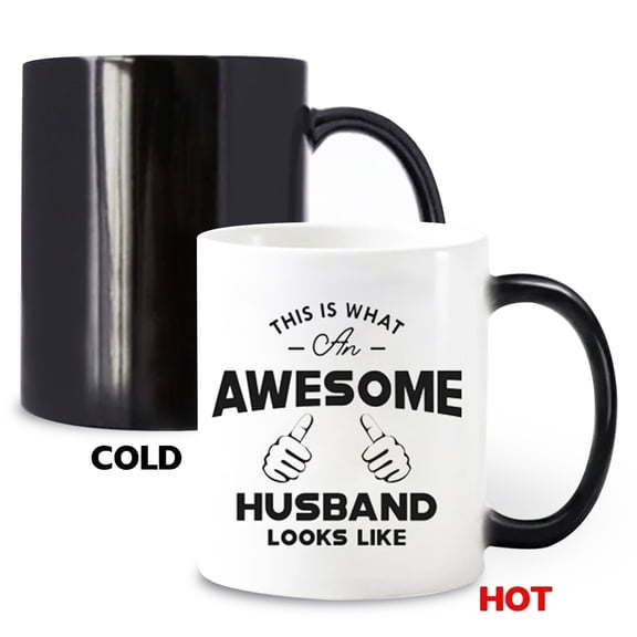 Gifts for Husband from Wife, Color Changing Ceramic Magic Coffee Mug 11oz Cup Anniversary Gift M1