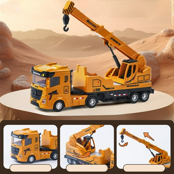 Gifts for Kids! Fwttom Toy Cars, Inertial Alloy Engineering Vehicle Series for Boys Excavator Concrete Tanker Truck Cranes and Bulldozer Toys