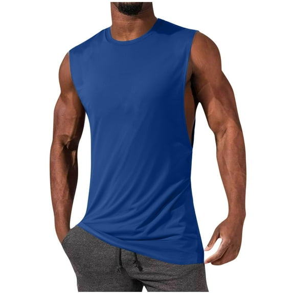 Gifts for Men! Aofany Mens Tank Tops Summer Solid Color Round Neck Sleeveless Running Shirts Hawaiian Beach Holiday Casual T Shirts