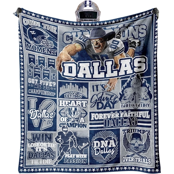 Gifts for Men, Blanket for Dallas, Football Gifts for Dallas, Throw Blanket for Couch 80"x60", Football Merchandise
