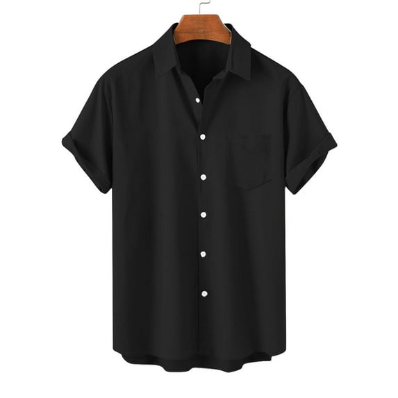 Gifts for Men Horkkom Hawaiian Shirt for Men, Casual Short Sleeve Button Down Shirt Summer Loose Solid Color Bowling Shirts with Pocket