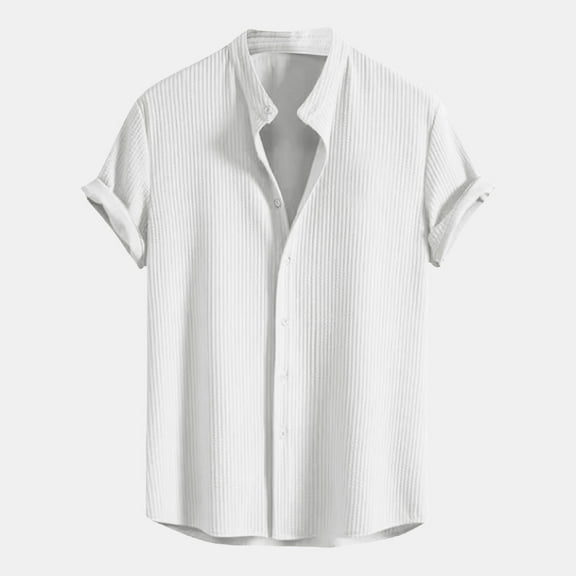 Gifts for Men Horkkom Bowling Shirts for Men Casual Short Sleeve Hawaiian Shirt Summer Loose Solid Color Button Up Shirt