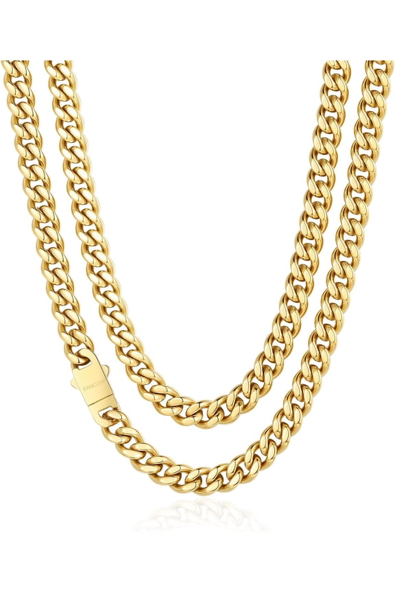 Gifts for Men Miami Cuban Link Chain for Men Hop Cuban Chain White Stainless Steel 7mm/9mm/11mm Width, 20"-24", & Tarnish-Free