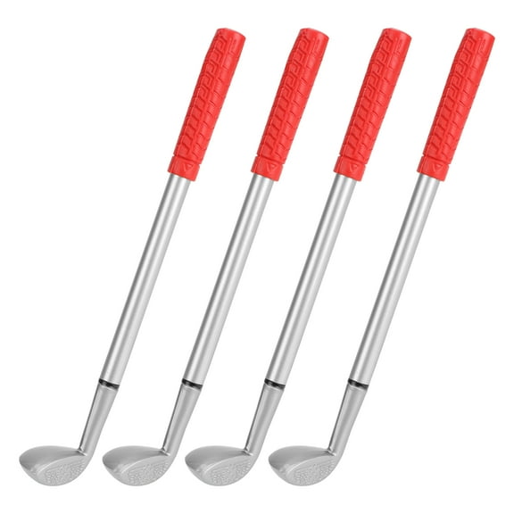 Gifts for Men Mini Desktop Game Golf Pen Ballpoint Straight Hair Metal Red 4 Pcs