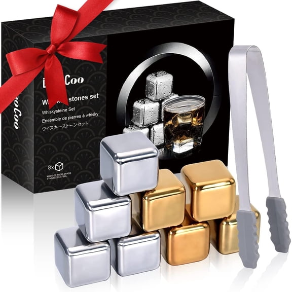 Gifts for Men, Reusable Ice Cubes Whiskey Mens Gift Set, 6 Stone, Decanter Chilling Stones Whiskey, Summer Drinks, Birthday Him Cadeau Homme