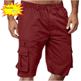 thumbnail image 1 of Titcea Men's Shorts Elastic Waist Straight Buttons Zipper Solid Color Cargo Shorts Summer Casual Work Shorts with Pockets, 1 of 7