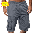 thumbnail image 1 of Titcea Men's Shorts Elastic Waist Straight Buttons Zipper Solid Color Cargo Shorts Summer Casual Work Shorts with Pockets, Gifts for Men, 1 of 7