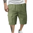 thumbnail image 1 of Gifts for Men! Titcea Men's Shorts Elastic Waisted Solid Color Straight Drawstring Cargo Shorts with Pockets Loose Comfort Summer Casual Shorts, 1 of 6