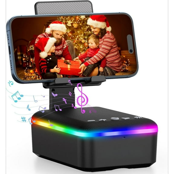 Gifts for Men Women,Cell Phone Stand with Bluetooth Speaker,LED Light,and Lanyard,Cool Tech Gadgets,Unique Birthday Gifts for Men Husband Mom Dad