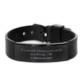 thumbnail image 1 of Gifts for Missionary, In a world where you can be anything, Appreciation Birthday Black Shark Mesh Bracelet for Men, Women, Friends, Coworkers, 1 of 4