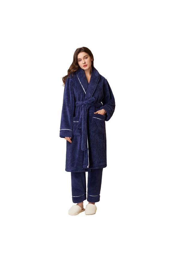 Gifts for Mom Bathrobe for Women Fleece Women's Nightgowns & Sleepshirts Oversize Fitness Women's Robes House Womens Robe Navy
